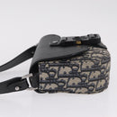 Christian Dior Trotter Canvas Saddle Shoulder Bag Navy Silver Auth 211754V-5