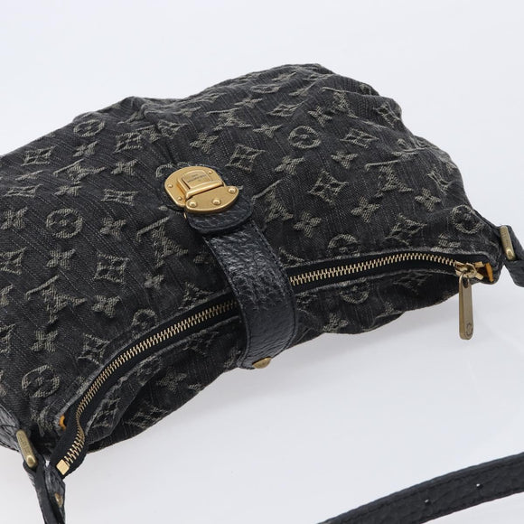 LOUIS VUITTON Monogram Denim Slytree Shoulder Bag Black M95835 LV Auth 211757V