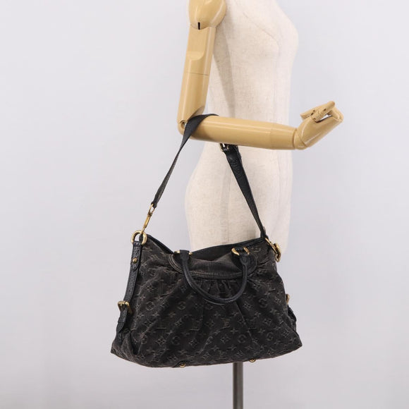 LOUIS VUITTON Monogram Denim Neo Cabby GM Bag Black M95352 LV Auth 211759V