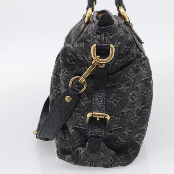 LOUIS VUITTON Monogram Denim Neo Cabby GM Bag Black M95352 LV Auth 211759V