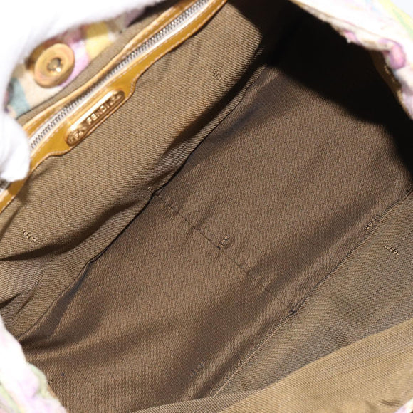 FENDI Hand Bag Canvas Yellow Gold Auth 211760V
