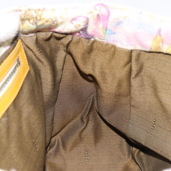 FENDI Hand Bag Canvas Yellow Gold Auth 211760V