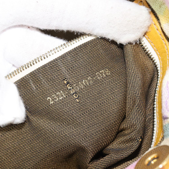 FENDI Hand Bag Canvas Yellow Gold Auth 211760V