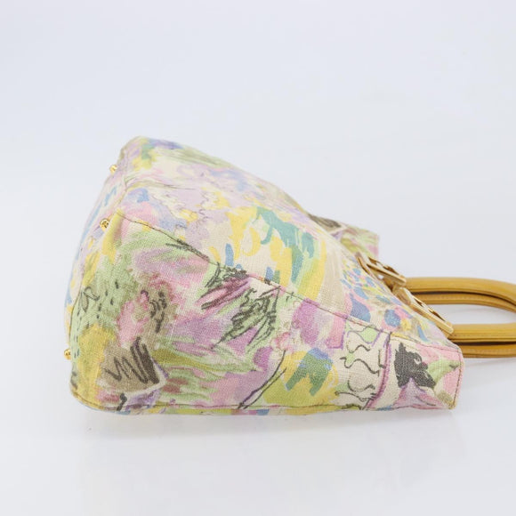 FENDI Hand Bag Canvas Yellow Gold Auth 211760V