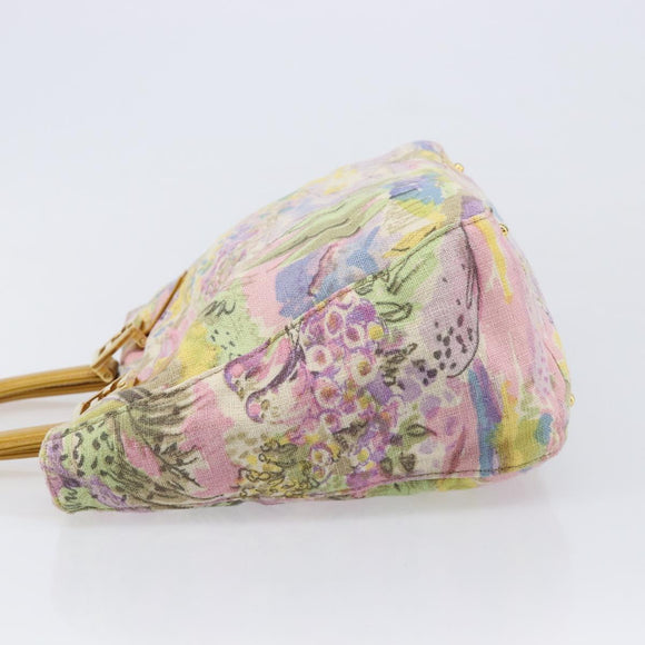 FENDI Hand Bag Canvas Yellow Gold Auth 211760V