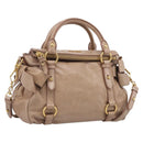 Miu Miu Hand Bag Vitellolux 2way Brown Gold Auth 211764V-1