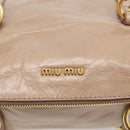 Miu Miu Hand Bag Vitellolux 2way Brown Gold Auth 211764V-17