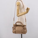 Miu Miu Hand Bag Vitellolux 2way Brown Gold Auth 211764V-26