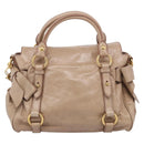 Miu Miu Hand Bag Vitellolux 2way Brown Gold Auth 211764V-3