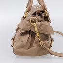Miu Miu Hand Bag Vitellolux 2way Brown Gold Auth 211764V-4