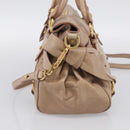 Miu Miu Hand Bag Vitellolux 2way Brown Gold Auth 211764V-5