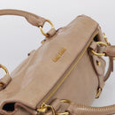 Miu Miu Hand Bag Vitellolux 2way Brown Gold Auth 211764V-6