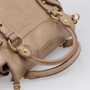 Miu Miu Hand Bag Vitellolux 2way Brown Gold Auth 211764V-7