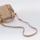 Miu Miu Hand Bag Vitellolux 2way Brown Gold Auth 211764V-9