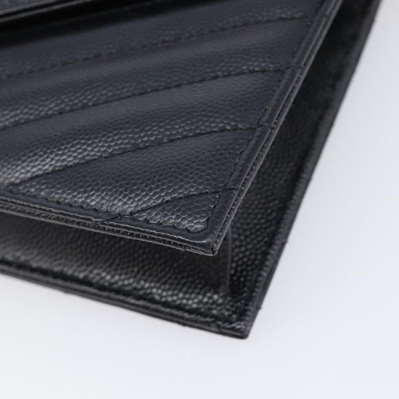 Saint Laurent Cassandra Chain Shoulder Bag Leather Black 742920 Auth 211767M