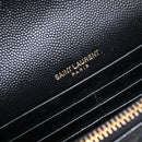 Saint Laurent Cassandra Chain Shoulder Bag Leather Black 742920 Auth 211767M-17