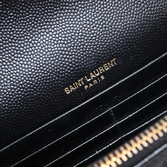 Saint Laurent Cassandra Chain Shoulder Bag Leather Black 742920 Auth 211767M