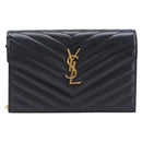 Saint Laurent Cassandra Chain Shoulder Bag Leather Black 742920 Auth 211767M-2
