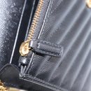Saint Laurent Cassandra Chain Shoulder Bag Leather Black 742920 Auth 211767M-22