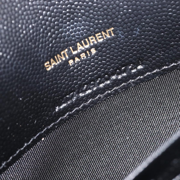 Saint Laurent Cassandra Chain Shoulder Bag Leather Black 742920 Auth 211767M