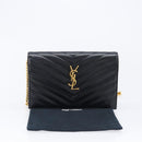 Saint Laurent Cassandra Chain Shoulder Bag Leather Black 742920 Auth 211767M-26