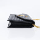 Saint Laurent Cassandra Chain Shoulder Bag Leather Black 742920 Auth 211767M-4