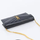 Saint Laurent Cassandra Chain Shoulder Bag Leather Black 742920 Auth 211767M-6