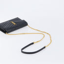 Saint Laurent Cassandra Chain Shoulder Bag Leather Black 742920 Auth 211767M-7