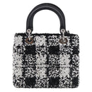 Christian Dior Lady Dior Canage Hand Bag Sequin 2way Black Silver Auth 211770SAM-3