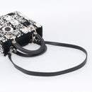 Christian Dior Lady Dior Canage Hand Bag Sequin 2way Black Silver Auth 211770SAM-9