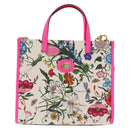 GUCCI Flora Hand Bag Canvas 2way Beige Gold 550141 Auth 211784V-2