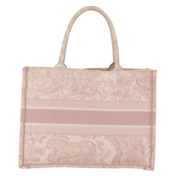 Christian Dior Book Tote Bag Canvas Pink Auth 211809V