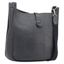 HERMES Evelyn 1GM Shoulder Bag Togo Black Silver Auth 211819M-1