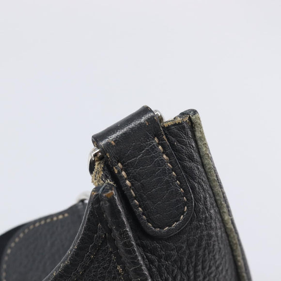HERMES Evelyn 1GM Shoulder Bag Togo Black Silver Auth 211819M