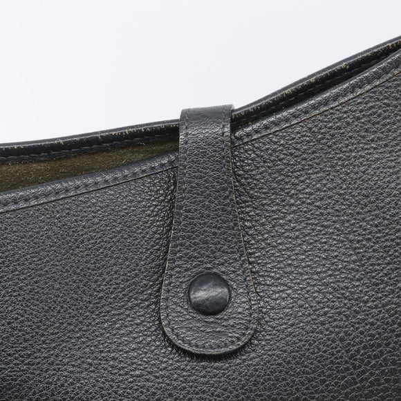 HERMES Evelyn 1GM Shoulder Bag Togo Black Silver Auth 211819M