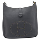 HERMES Evelyn 1GM Shoulder Bag Togo Black Silver Auth 211819M-2