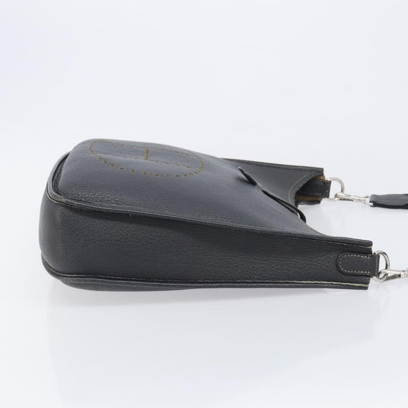 HERMES Evelyn 1GM Shoulder Bag Togo Black Silver Auth 211819M