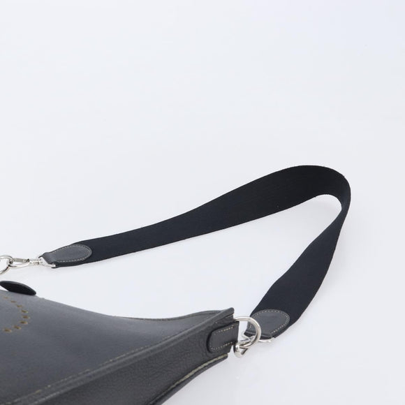 HERMES Evelyn 1GM Shoulder Bag Togo Black Silver Auth 211819M
