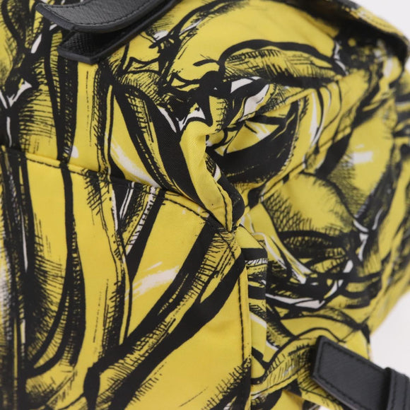 PRADA Banana Pattern Backpack Nylon Black Silver Auth 211821V