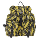 PRADA Banana Pattern Backpack Nylon Black Silver Auth 211821V-2