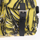 PRADA Banana Pattern Backpack Nylon Black Silver Auth 211821V-22