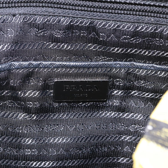 PRADA Banana Pattern Backpack Nylon Black Silver Auth 211821V