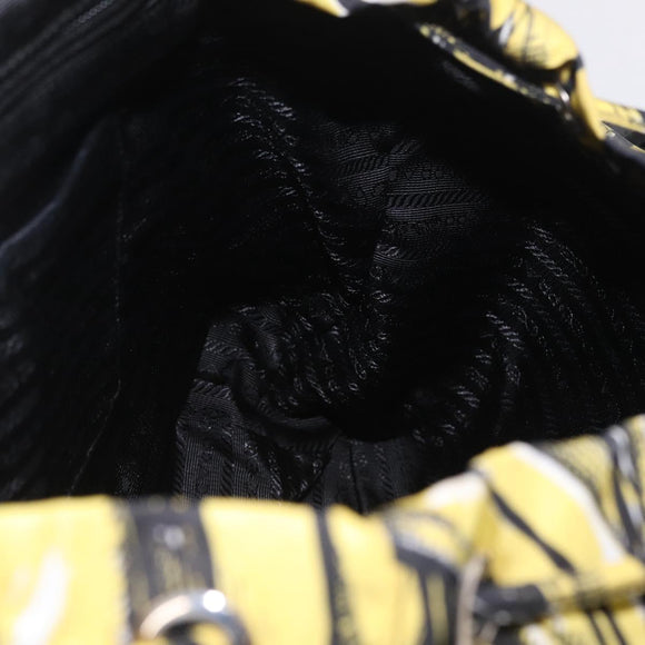 PRADA Banana Pattern Backpack Nylon Black Silver Auth 211821V