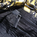 PRADA Banana Pattern Backpack Nylon Black Silver Auth 211821V-29