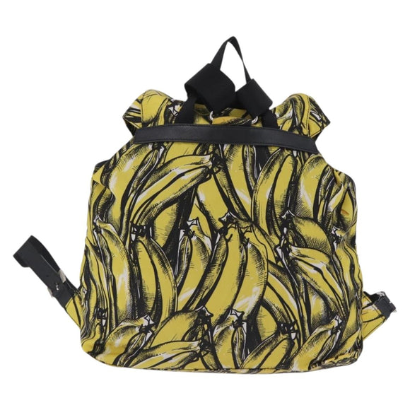 PRADA Banana Pattern Backpack Nylon Black Silver Auth 211821V