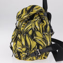 PRADA Banana Pattern Backpack Nylon Black Silver Auth 211821V-4
