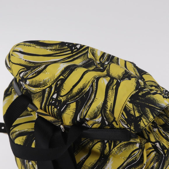 PRADA Banana Pattern Backpack Nylon Black Silver Auth 211821V