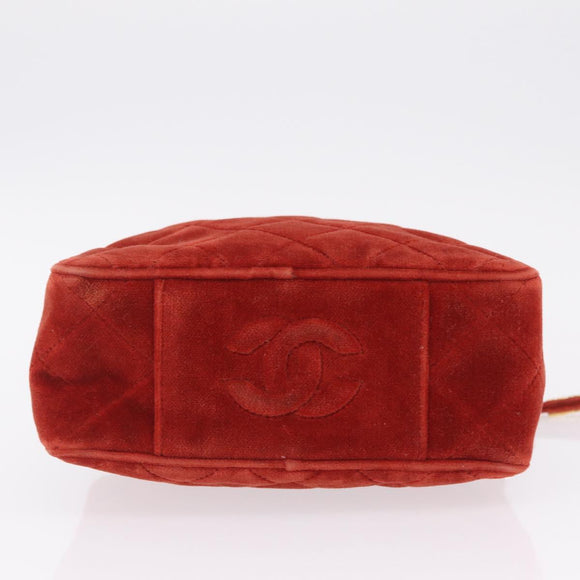 CHANEL Matelasse Hand Bag Leather Red Gold CC Auth 211822A