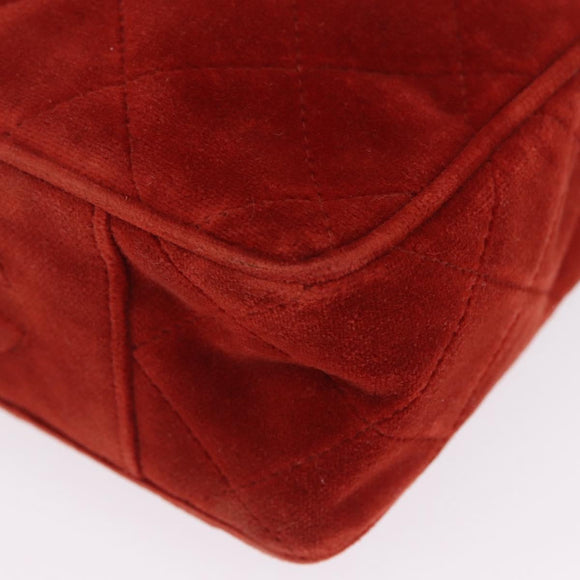 CHANEL Matelasse Hand Bag Leather Red Gold CC Auth 211822A