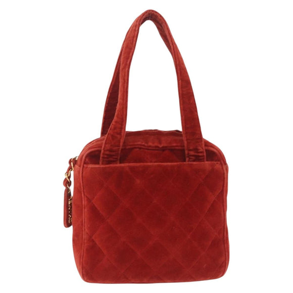 CHANEL Matelasse Hand Bag Leather Red Gold CC Auth 211822A